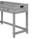 4-piece Dining Bar Table Set with 3 Upholstered Stools, Multifunctional Dining Table with 3 Drawers (Gray)