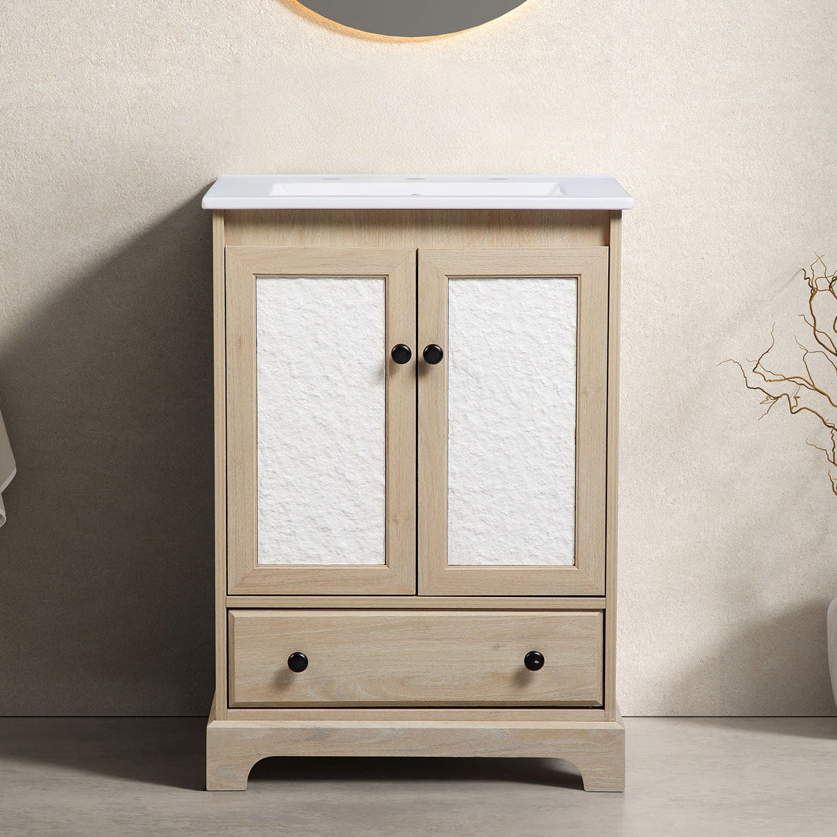 Bathroom Vanity With Basin, 1 Drawer Free Standing Storage - Brown, photo 2 of 12