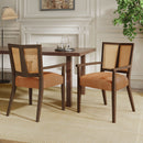 Mid Century Modern Arm Dining Chair Set With Rattan Backrest by HouseOfZazla
