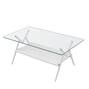 Rectangle Coffee Table With Tempered Glass Top And Shelf by HouseOfZazla