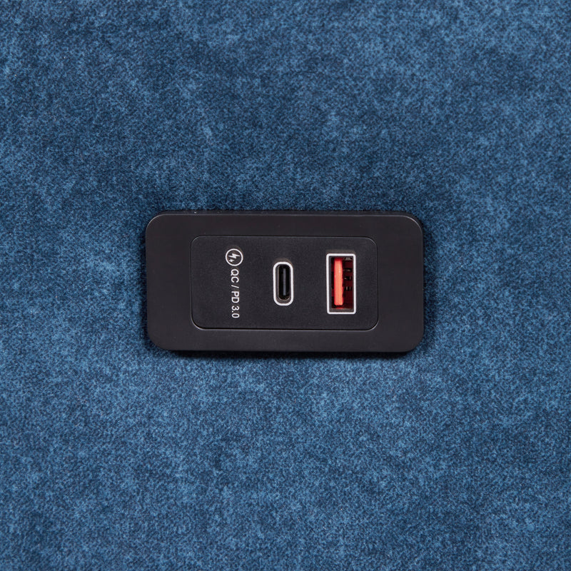 55.1" Pull Out Sleep Sofa Bed Loveseats Sofa Couch with Adjustable Backrest, Storage Pockets, 2 Soft Pillows, USB Ports for Living Room, Bedroom, Apartment, Office, Blue