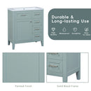 30" Bathroom Vanity without Sink, Cabinet Base Only, Bathroom Cabinet with Drawers, Solid Frame and MDF Board, Green