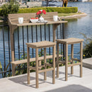 3-Piece Balcony Bar Set with Bottom Shelf Table and 2 Stools, Grey Finish by Montret