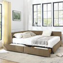 Mid-Century Storage Upholstered Tufted Bed Frame With Backrest And Armrests by HouseOfZazla