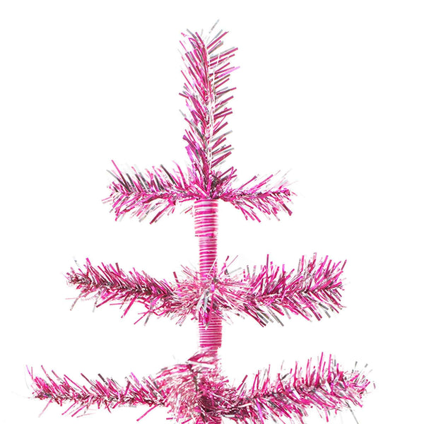 18in Vintage Pink & Silver Tinsel Christmas Tree, photo 2 of 3