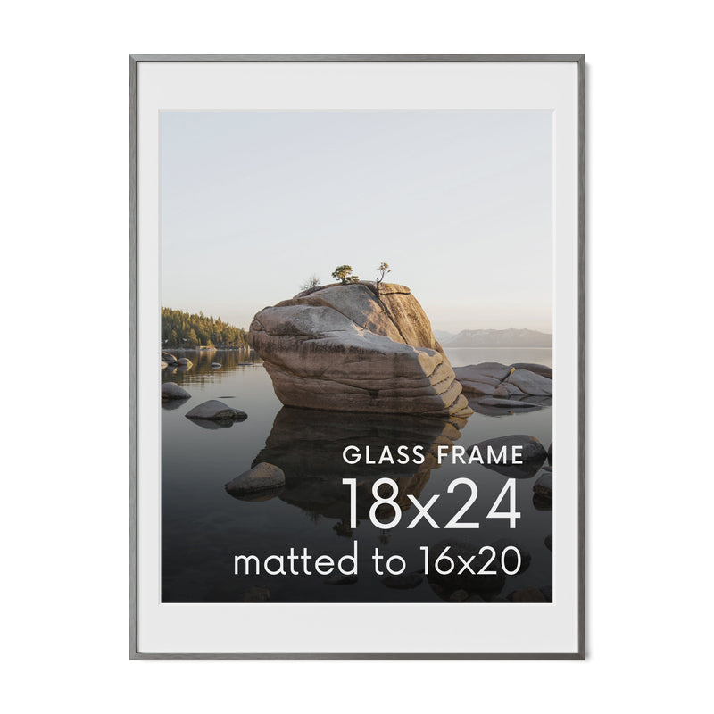 18x24, Gray Aluminum Glass Frame