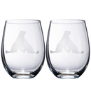 Set of 2 Golden Retriever Dog Stemless Wine Glasses
