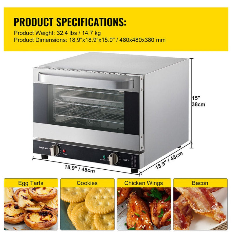 Heavy-Duty Commercial Stainless Steel Countertop Convection Toaster Oven (SAK51683)