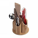 360° Rotating Bamboo Desktop & Vanity Organizer | 5-Compartment Sustainable Multi-Purpose Storage Carousel by MobilevisionUS