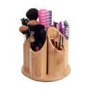 360° Rotating Bamboo Desktop & Vanity Organizer | 5-Compartment Sustainable Multi-Purpose Storage Carousel by MobilevisionUS