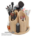 360° Rotating Bamboo Desktop & Vanity Organizer | 5-Compartment Sustainable Multi-Purpose Storage Carousel by MobilevisionUS