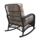 Garden Rocking Chair, Outdoor Rattan Rocker Chair With All-Weather Hand-Woven Resin Wicker, Patio Relaxing Lounge Furniture With Powder-Coated Metal Frame For Backyard, Porch - Brown / Beige by HouseOfZazla