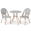 3 Piece French Bistro Table Chair Set with Outdoor Wicker Round Table and 2 Dining Chairs by DirectDeals