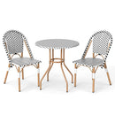 3 Piece French Bistro Table Chair Set with Outdoor Wicker Round Table and 2 Dining Chairs by LJGDeals