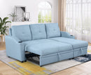 80.3" Pull Out Sofa Bed Modern Padded Upholstered Sofa Bed, Linen Fabric 3 Seater Couch with Storage Chaise and Cup Holder, Small Couch for Small Spaces