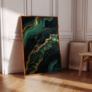Gilded Cells in Deep Emerald Flow