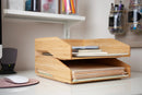 Stackable Bamboo Document Trays (Set of 2) | 11.5” x 10.125” x 3.25” | Executive Paper & File Sorter by MobilevisionUS