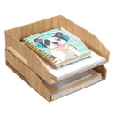 Stackable Bamboo Document Trays (Set of 2) | 11.5” x 10.125” x 3.25” | Executive Paper & File Sorter by MobilevisionUS