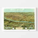 Vintage Map of Iowa City, Iowa 1868