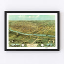 Vintage Map of Iowa City, Iowa 1868
