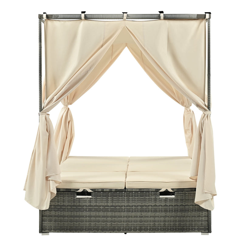 Adjustable Sun Bed With Curtain, High Comfort, With 3 Colors