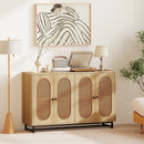 50 Inch Buffet Sideboard Cabinet with 4 Rattan Doors and Adjustable Shelves-Natural by LJGDeals