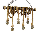 GobekUsa Rustic Jute Rope Island Pendant Light for Wine Bar - 4/6 Lights, Farmhouse Style, Linear Design