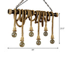 GobekUsa Rustic Jute Rope Island Pendant Light for Wine Bar - 4/6 Lights, Farmhouse Style, Linear Design