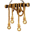 GobekUsa Rustic Jute Rope Island Pendant Light for Wine Bar - 4/6 Lights, Farmhouse Style, Linear Design