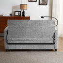 56.9' Loveseat Sofa Pull-out Sofa Bed Sleeper Sofa with a Reversible Backrest Cushion, Side Pockets, Two USB Ports and a Phone Holder for Living Room, Grey