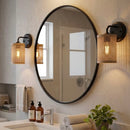 Reef - Single Lights Wall Sconce With Natural Shade Rustic Wicker Wall Light - Black / Rattan by HouseOfZazla