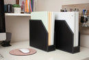 Vegan Leather Vertical File Folder Holder – Set of 2 Desktop Document Organizers by MobilevisionUS