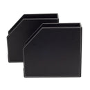 Vegan Leather Vertical File Folder Holder – Set of 2 Desktop Document Organizers by MobilevisionUS