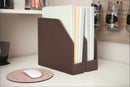 Executive Vertical File Holder Set – 2-Piece Desktop Organizer for Documents & Magazines – Available in Grey Fabric or Brown Faux Leather by MobilevisionUS