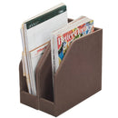 Executive Vertical File Holder Set – 2-Piece Desktop Organizer for Documents & Magazines – Available in Grey Fabric or Brown Faux Leather by MobilevisionUS