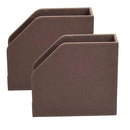 Executive Vertical File Holder Set – 2-Piece Desktop Organizer for Documents & Magazines – Available in Grey Fabric or Brown Faux Leather by MobilevisionUS