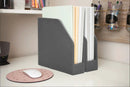 Executive Vertical File Holder Set – 2-Piece Desktop Organizer for Documents & Magazines – Available in Grey Fabric or Brown Faux Leather by MobilevisionUS