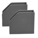 Executive Vertical File Holder Set – 2-Piece Desktop Organizer for Documents & Magazines – Available in Grey Fabric or Brown Faux Leather by MobilevisionUS