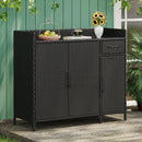K&K 47.5"W Wicker Outdoor Storage Cabinet with Tempered Glass Top by HouseOfZazla