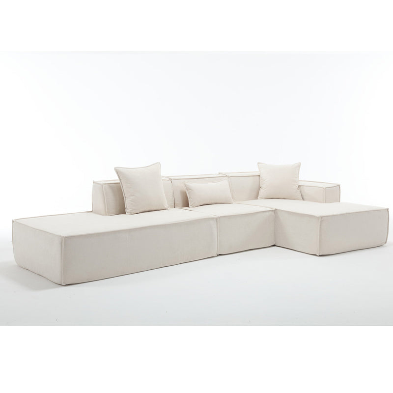 Walker Edison | Minimalist Terry Modular Couch with Right L-shaped Sectional