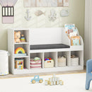 Kids Bookcase with Reading Nook 3-in-1 Standing Toy Organizer-White by LJGDeals