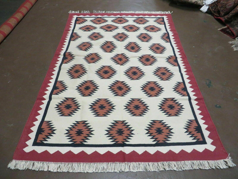 5' X 8' Hand Woven Wool Rug Contemporary Kilim Dhurrie Modern Oriental Area Rug