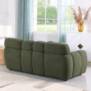 87.4 length, 35.83" deepth, human body structure for USA people, marshmallow sofa,boucle sofa, 3 seater, OLIVE GREEN BOUCLE