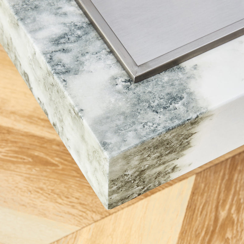 A modern and practical coffee table, black and white in imitation marble pattern, made of MDF material. The fusion of elegance and natural fashion 31.4"x 31.4"x 12 "