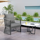 Modern Curved Aluminum Lounge Chair With Stylish Rope Weave Design And Cushioned Comfort For Outdoor