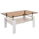 Modern Rectangular Coffee Table With Tempered Transparent Glass Top And Storage Shelf by HouseOfZazla