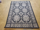 4x6 Power-Loomed Rug Dark Navy Blue & Ivory Oriental Carpet Nice