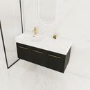 Contemporary 48" Wall Mounted Bathroom Vanity With Resin Sink And Soft Closing Doors And Line - Black Chestnut by HouseOfZazla