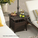 Outdoor Side Table with 1.93" Umbrella Hole All-Weather PE Wicker Patio Umbrella Table-Brown by LJGDeals