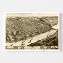 Vintage Map of Kansas City, Missouri 1869